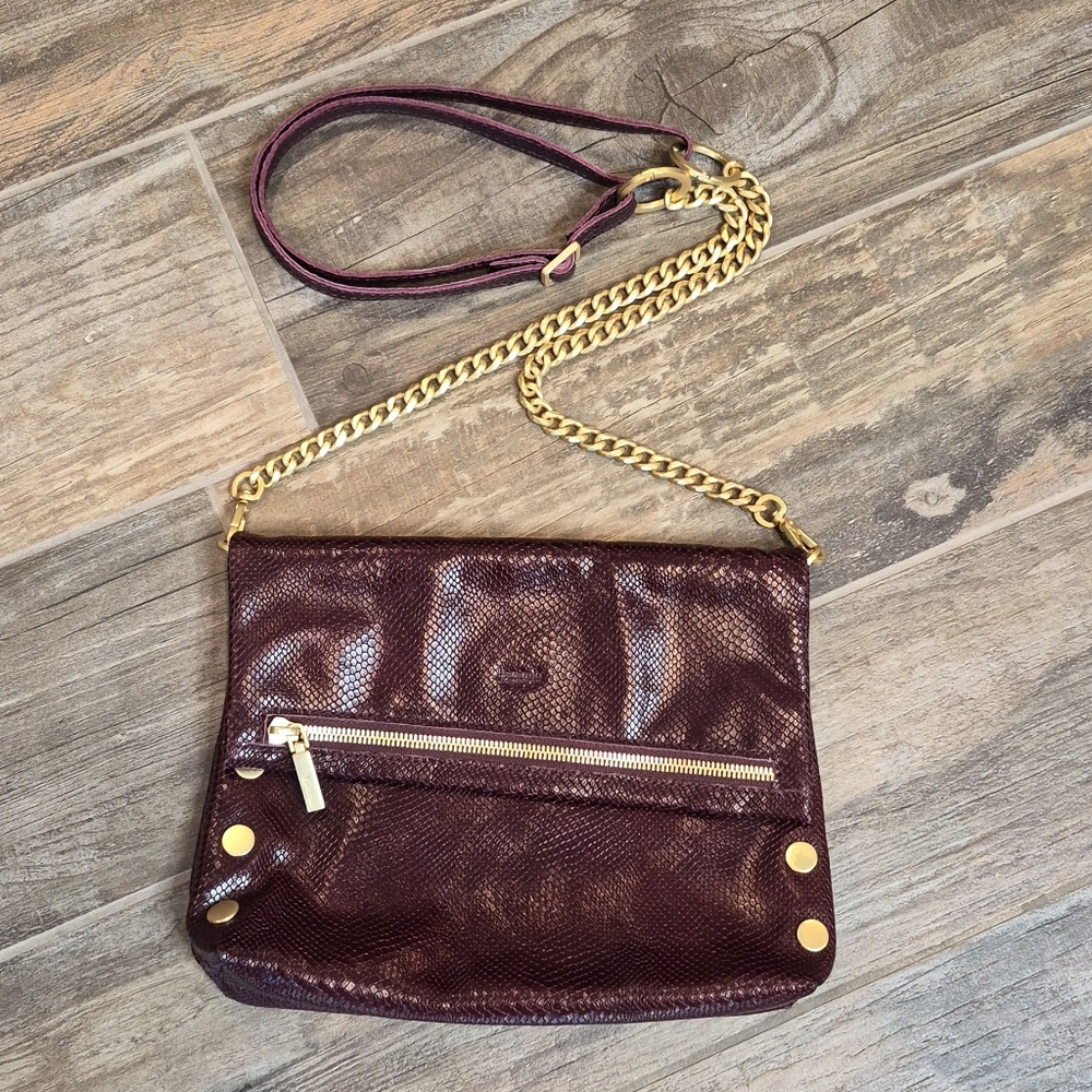 Rare Hammitt VIP Medium Bag Red Wine Burgundy Snake Brushed Gold Hardware